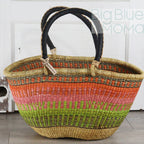 Big Blue Moma Bolga Basket - Bolga Basket - Large Special Shopper - Traditional Palette