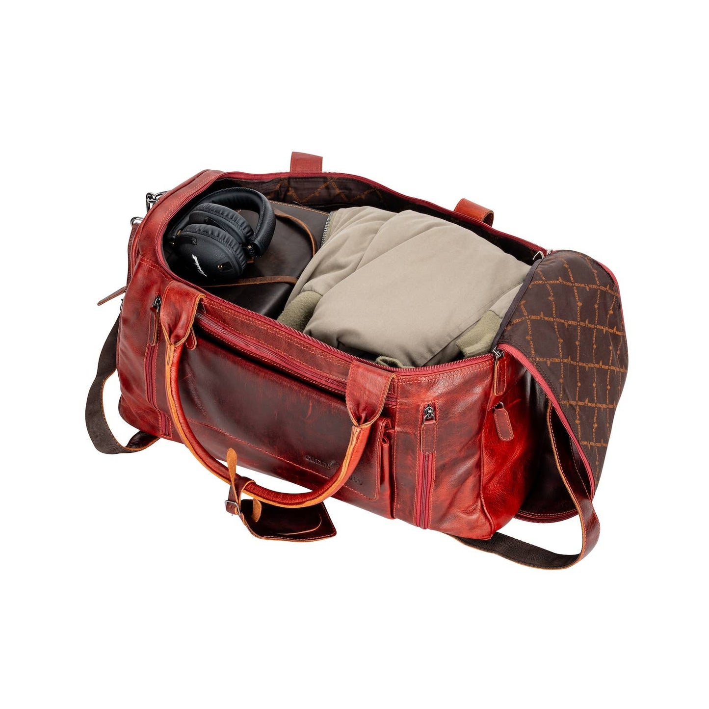 Large Leather Weekender Bag - Casual Vintage Look: Sandal