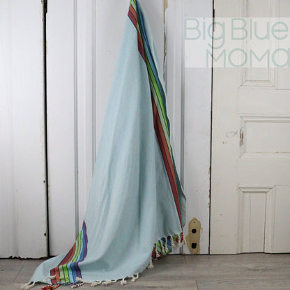 Big Blue Moma Rainbow Peshtemal: Baby Blue / Standard