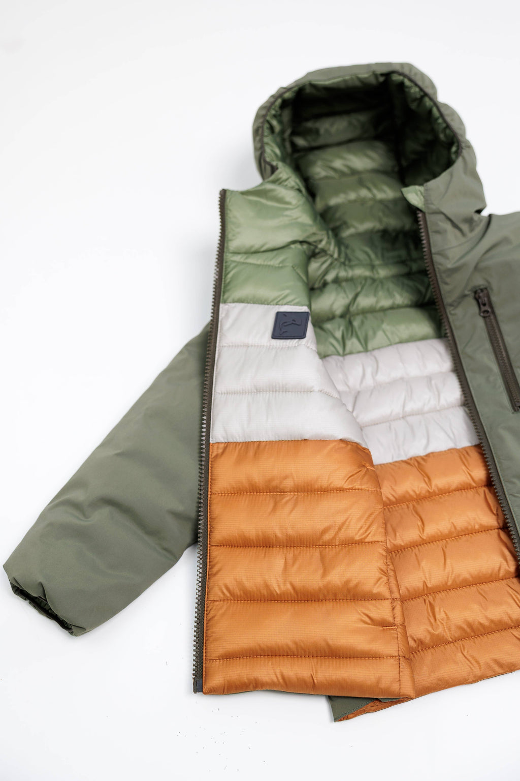 KidORCA Porteau Reversible Waterproof Puffer Jacket - Dusty Olive, additional product photograph 6