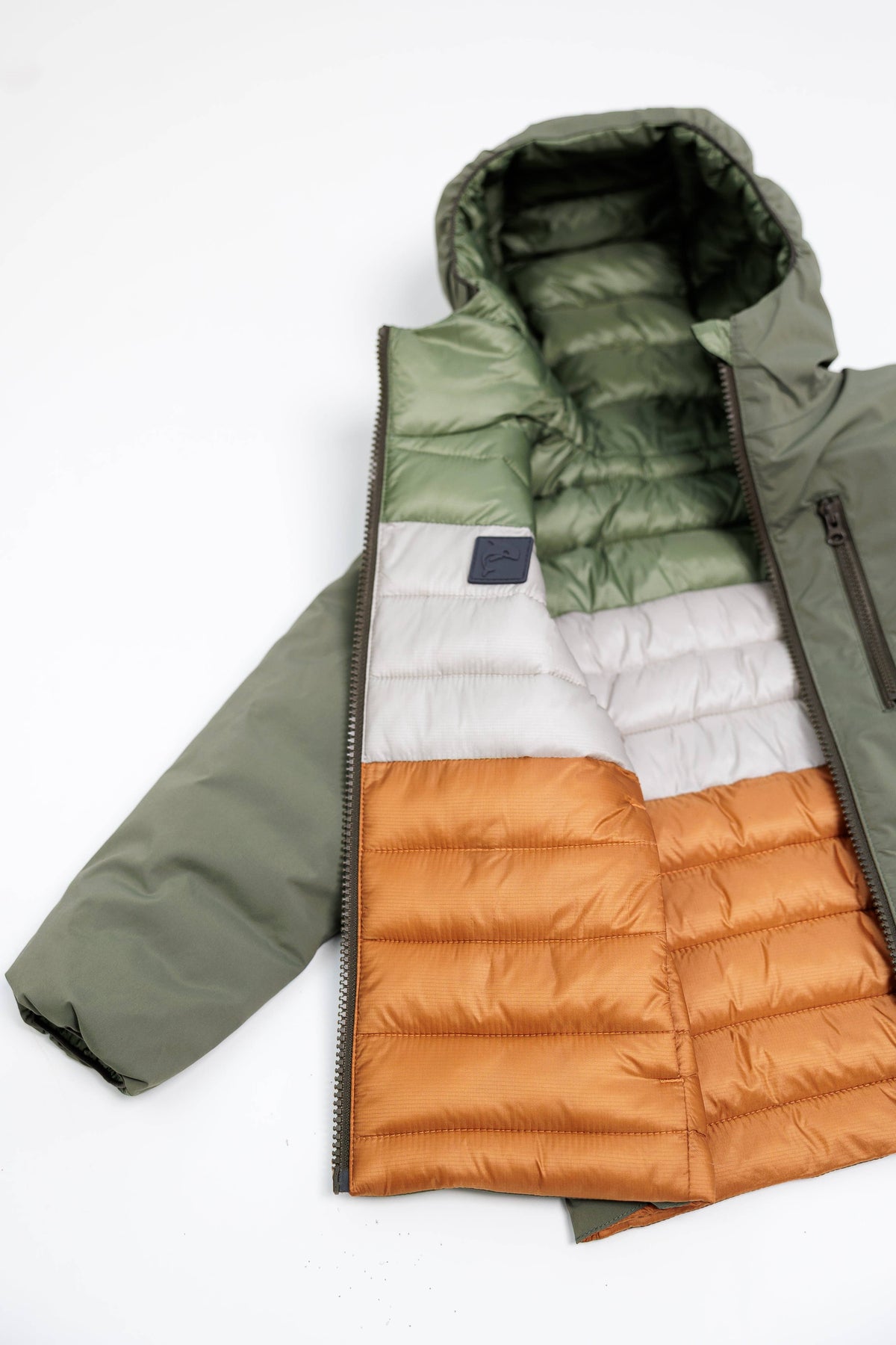 KidORCA Porteau Reversible Waterproof Puffer Jacket - Dusty Olive, additional product photograph 6