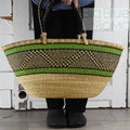 Big Blue Moma Bolga Basket - Bolga Basket - Large Special Shopper - Traditional Palette