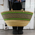 Big Blue Moma Bolga Basket - Bolga Basket - Large Special Shopper - Traditional Palette