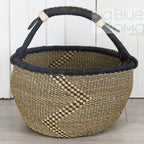 Big Blue Moma Bolga Basket - Large Round Basket - Natural Palette