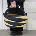 Big Blue Moma Bolga Basket - Large Round Basket - Natural Palette