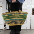 Big Blue Moma Bolga Basket - Bolga Basket - Large Special Shopper - Traditional Palette