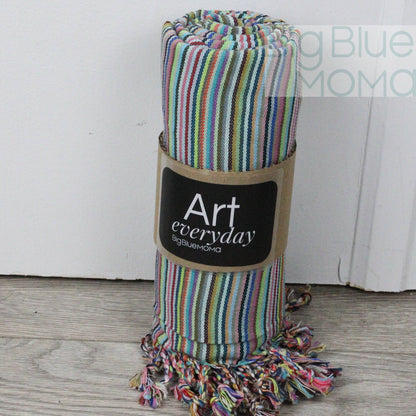 Big Blue Moma Colourful Stripe Peshtemal: Pistachio