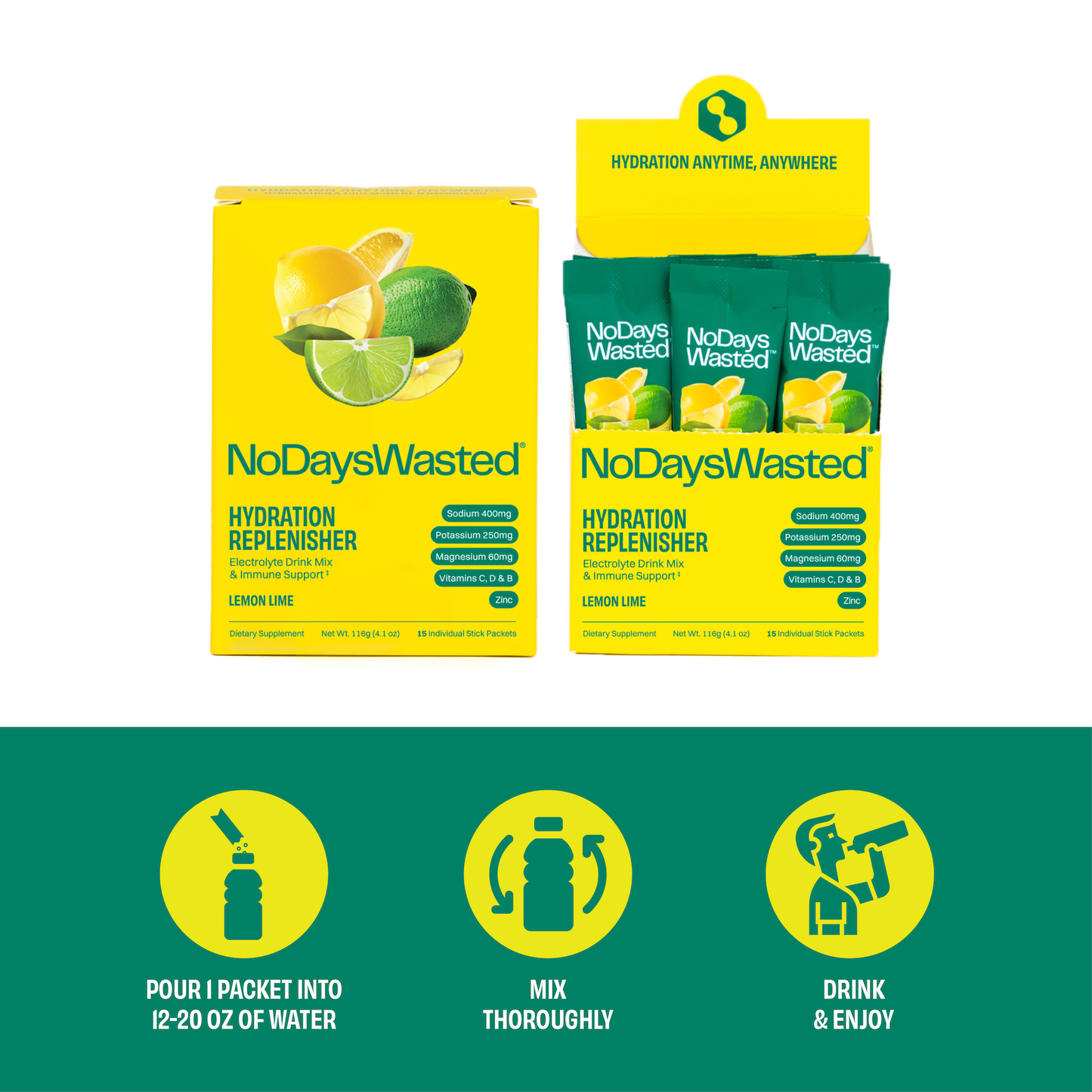 Hydration Replenisher 15 Pack - Lemon Lime