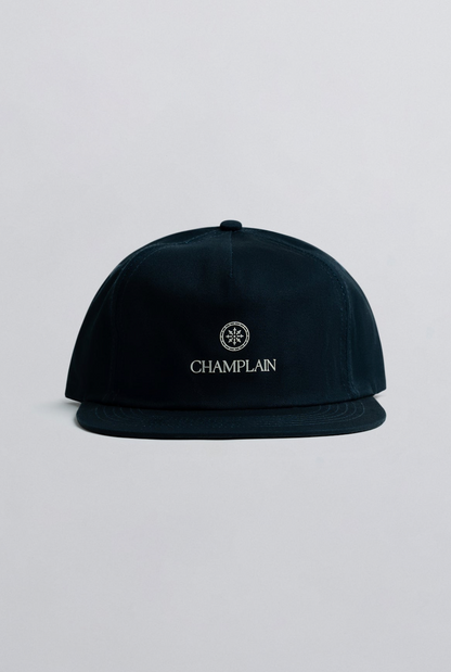 Champlain Navy on Navy Hat featuring 5-panel design with tonal embroidery and adjustable snapback closure.