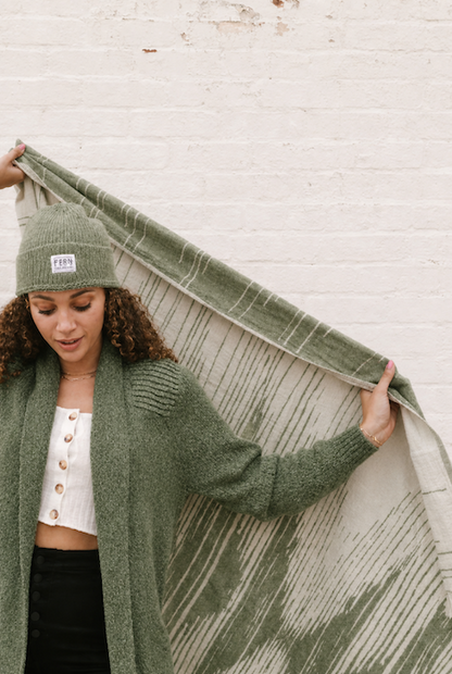 Pokoloko - Sound Waves Throw Blanket/XL Towel - Sencha