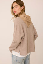 Gentle Fawn Everly Scarf in Heather Latte showing the triangular back