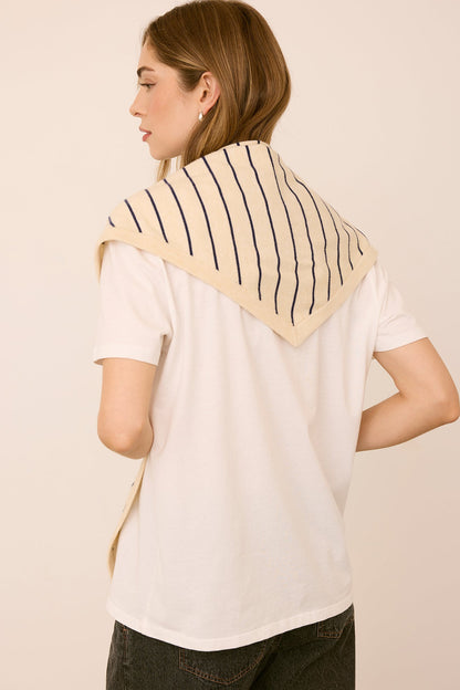 Gentle Fawn Everly Scarf in Navy Stripe showing the triangular back