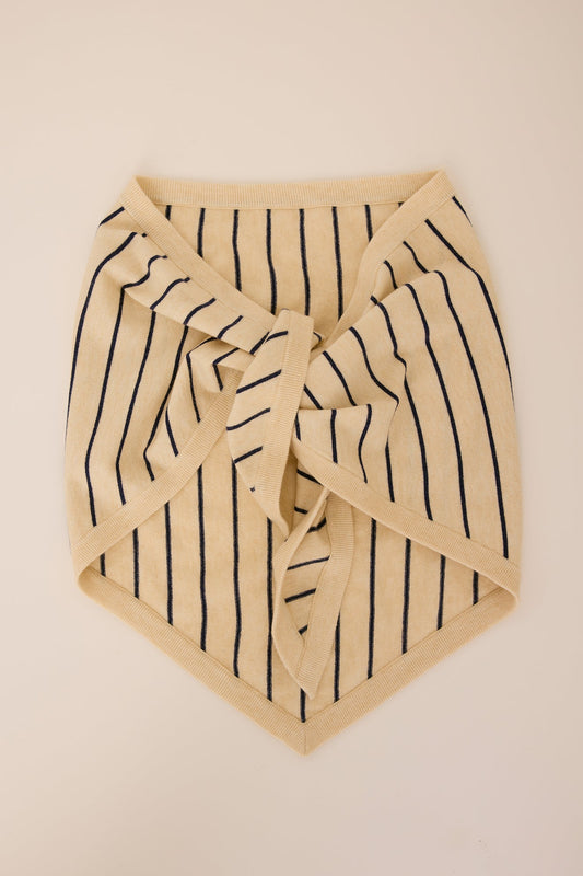 Gentle Fawn Everly Scarf in Navy Stripe tied in a flat lay