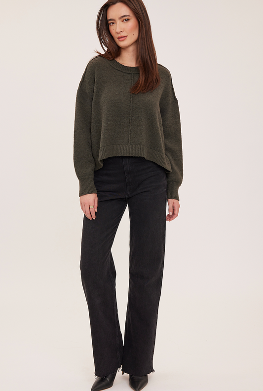 Gentle Fawn Anouk women's bouclé crew neck sweater in Olive