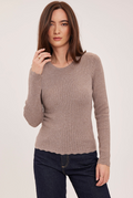 Gentle Fawn Celia women's cable knit light weight sweater in Heather Cocoa light taupe