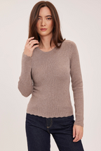 Gentle Fawn Celia women's cable knit light weight sweater in Heather Cocoa light taupe