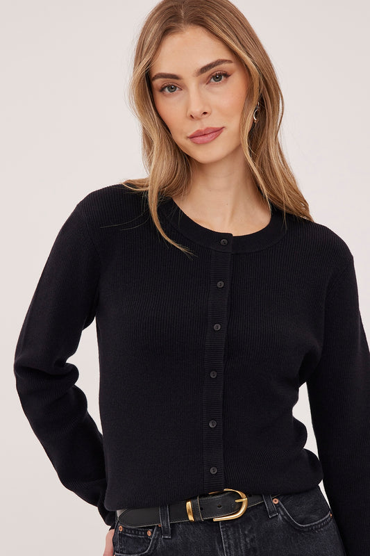 Gentle Fawn Mirabelle women's black button-up knit cardigan