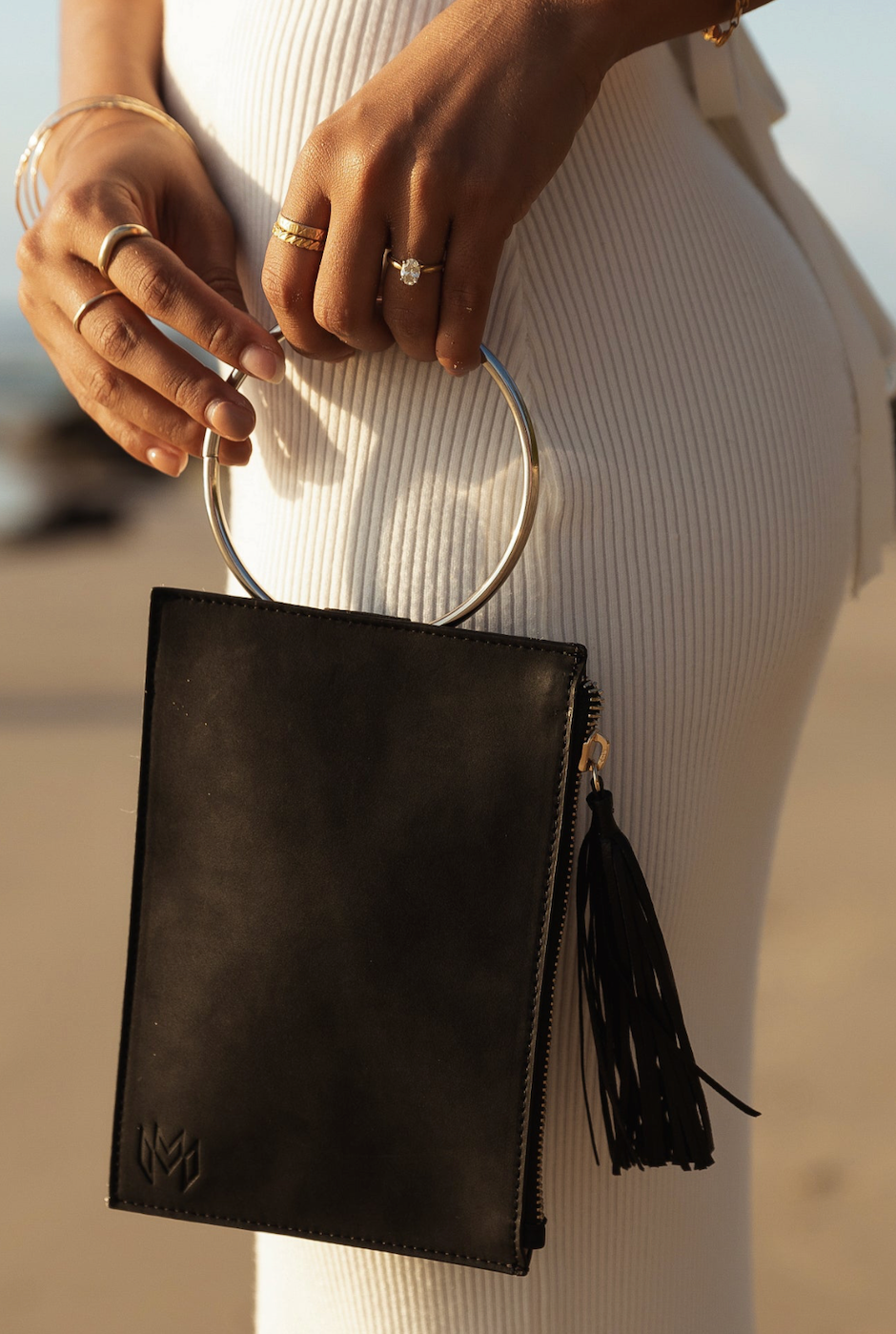 Malvados Parker Clutch in Jet - Flawless Beach to Evening Bag