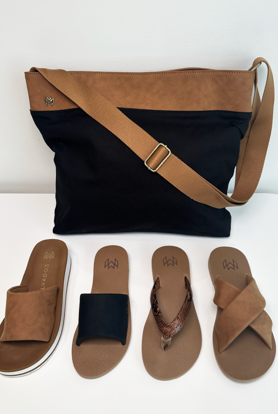 Malvados Monroe Messenger in Jet with Malvados matching sandals