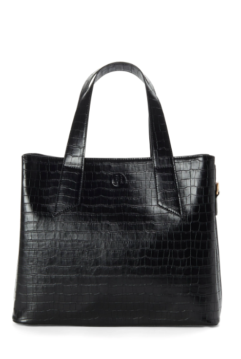 The Bumwrap - jeane & jax Ariana Croco Shoulder Bag Tote Black