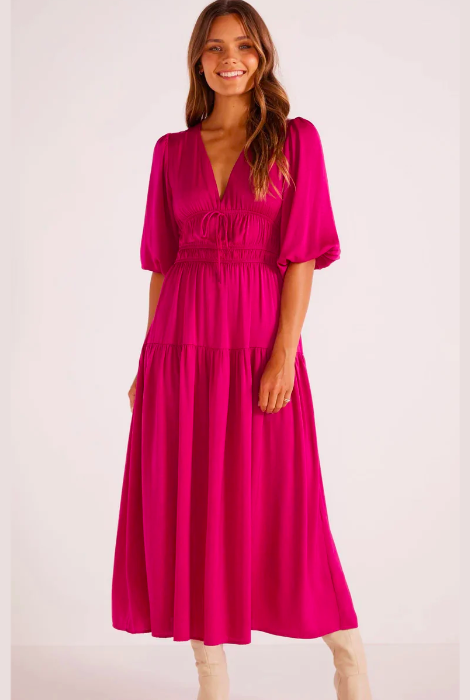 MINKPINK SAFIRA MIDI DRESS BERRY – The Bumwrap