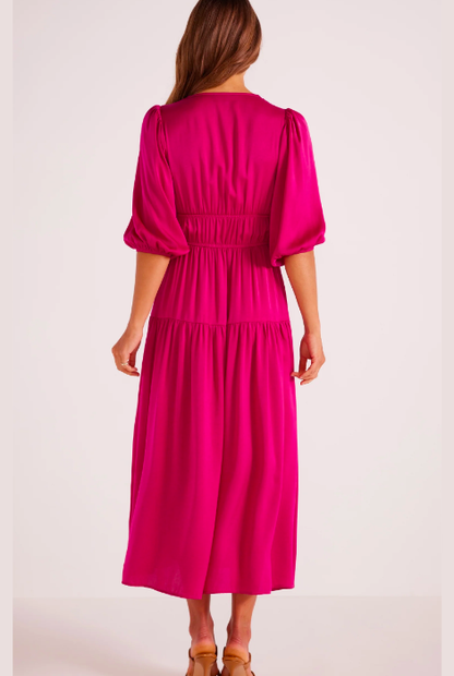 MINKPINK SAFIRA MIDI DRESS BERRY