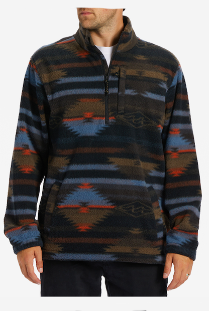 BILLABONG BOUNDARY HALF-ZIP MOCK NECK FLEECE BLACK