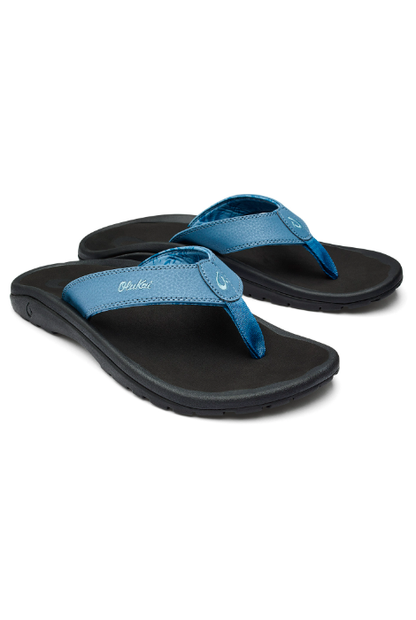 OLUKAI 'OHANA SANDALS VINTAGE BLUE/BLACK