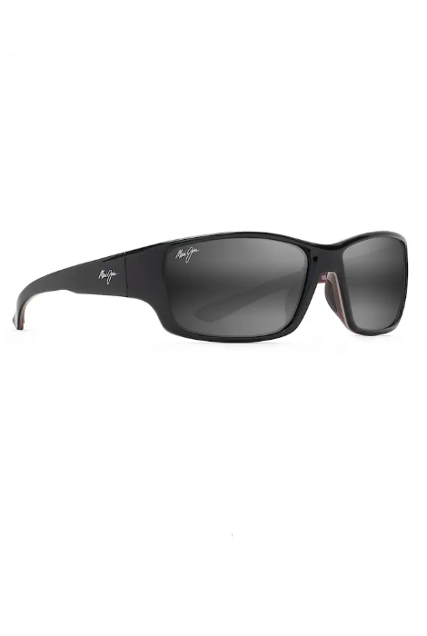 MAUI JIM LOCAL KINE - SHINY BLACK WITH GREY & MAROON/NEUTRAL GREY