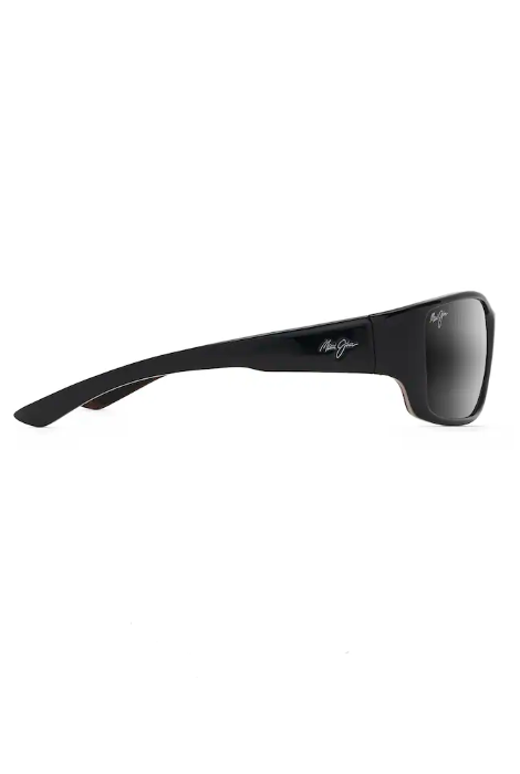 MAUI JIM LOCAL KINE - SHINY BLACK WITH GREY & MAROON/NEUTRAL GREY