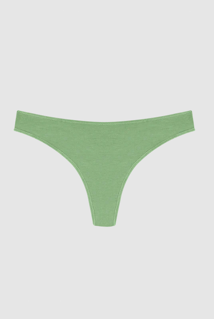 TANGA DE PERFIL BAJO HUHA, CALZONCILLO MINERAL, VERDE SALVIA