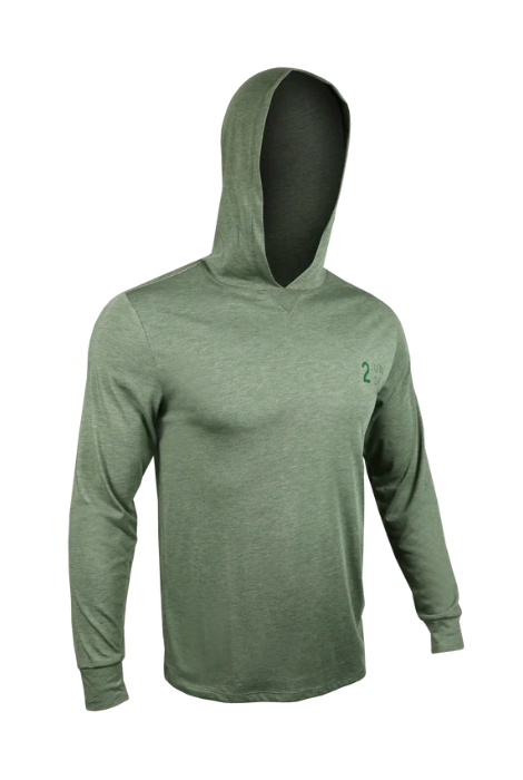 2UNDR ALL DAY HOODED BRANDED LONGSLEEVE TEE HEATHER GREEN