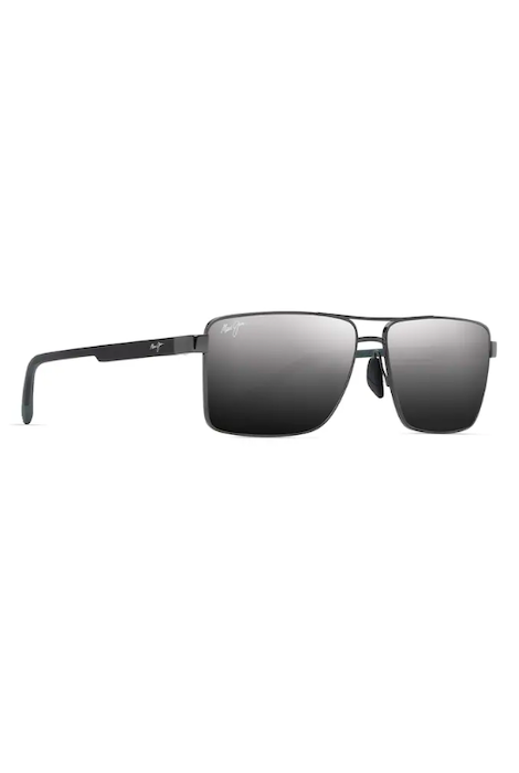 MAUI JIM PIHA - SHINY GUNMETAL WITH BLACK/DUAL MIRROR SILVER TO BLACK