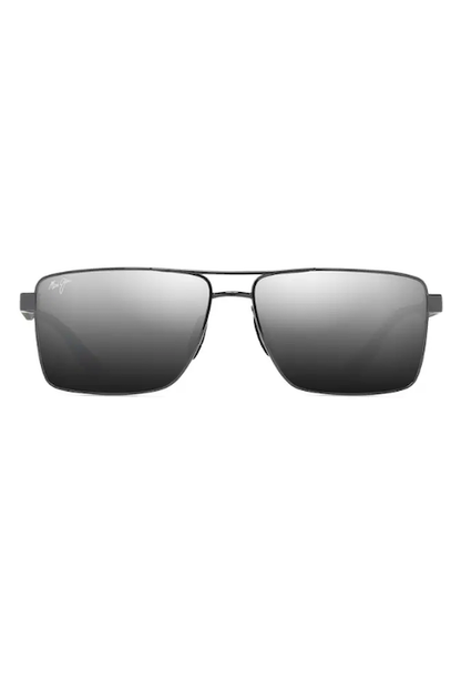 MAUI JIM PIHA - SHINY GUNMETAL WITH BLACK/DUAL MIRROR SILVER TO BLACK