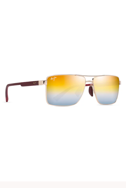 MAUI JIM PIHA - SHINY GOLD WITH BURGUNDY/DUAL MIRROR GOLD TO SILVER