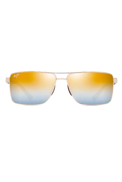 MAUI JIM PIHA - SHINY GOLD WITH BURGUNDY/DUAL MIRROR GOLD TO SILVER