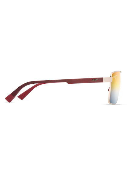 MAUI JIM PIHA - SHINY GOLD WITH BURGUNDY/DUAL MIRROR GOLD TO SILVER