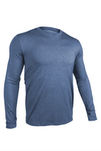 2UNDR Luxury Long Sleeve Crew Heathered Indigo, men's shirt product photograph