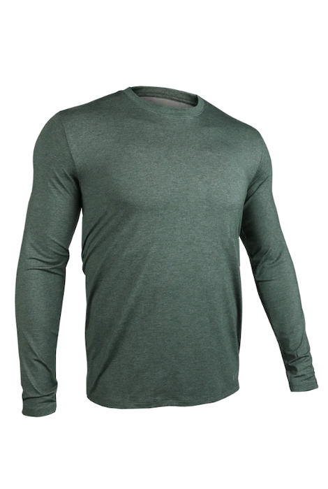 2UNDR Luxury Long Sleeve Crew - Heathered Forest Green, men's shirt product photograph
