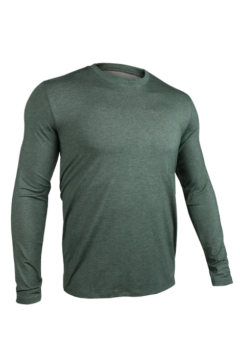 2UNDR LUXURY LONG SLEEVE CREW HEATHERED FOREST GREEN