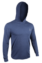 2UNDR All Day Branded Hooded Long Sleeve Tee Heather Navy, men's shirt product photograph