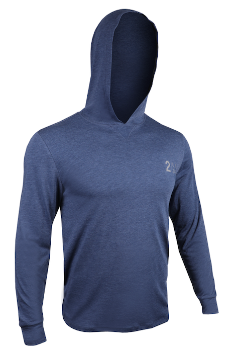 2UNDR ALL DAY BRANDED HOODED LONGSLEEVE TEE HEATHER NAVY