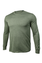 2UNDR All Day Branded Long Sleeve Crew Heather Green, men's shirt product photograph