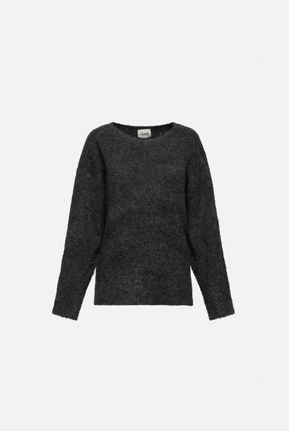 KUWALLA TEE BOUCLE BOATNECK SWEATER - CHARCOAL