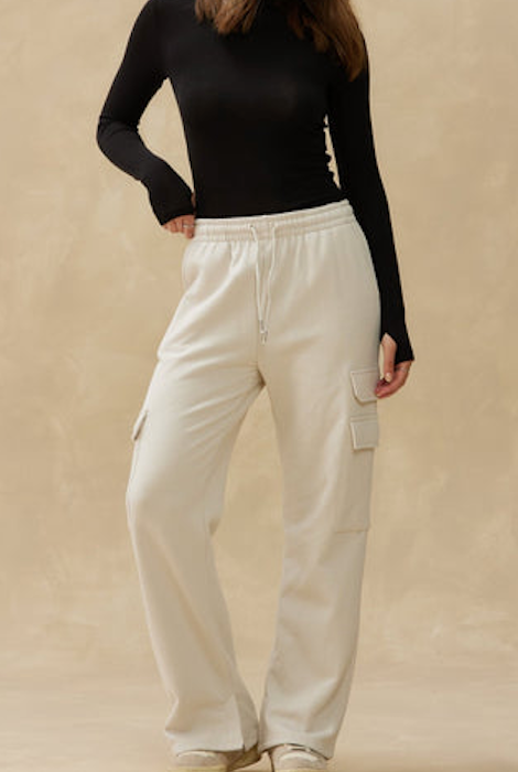 KUWALLA TEE RELAX CARGO WIDE LEG PANT - CREAM