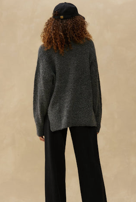 KUWALLA TEE BOUCLE BOATNECK SWEATER - CHARCOAL