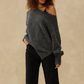 KUWALLA TEE BOUCLE BOATNECK SWEATER - CHARCOAL