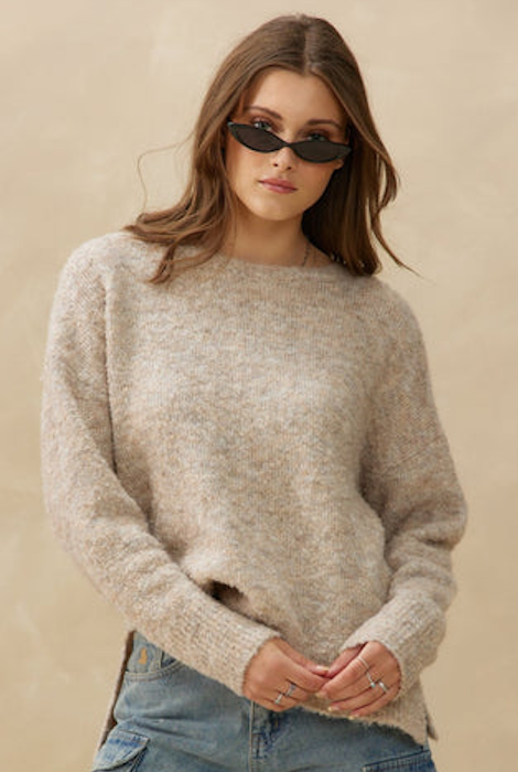 Kuwalla Tee Boucle Boatneck Sweater - Melange Beige