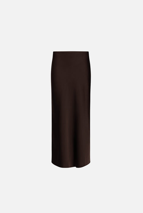 Kuwalla Tee Bias Cut Satin Slip Skirt - Truffle Brown