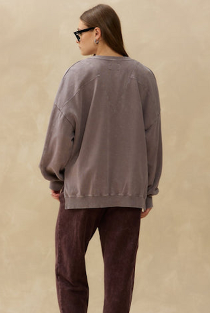 KUWALLA TEE WASHED OVERSIZE BF CREWNECK - CINDER